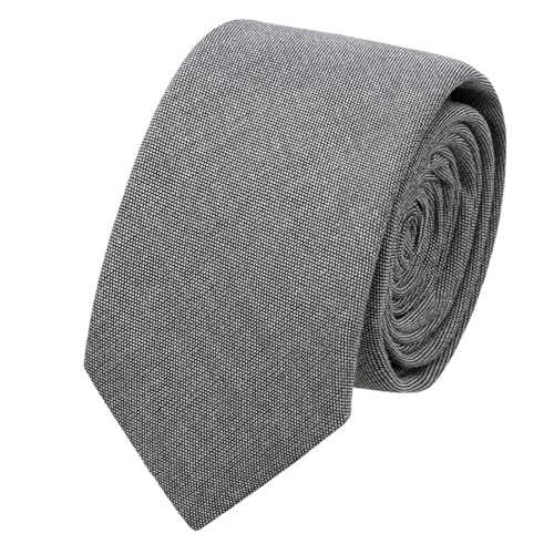 Cotton Tie 2.56” Skinny Ties for Men, Solid Color Neckties for Casual, Grey