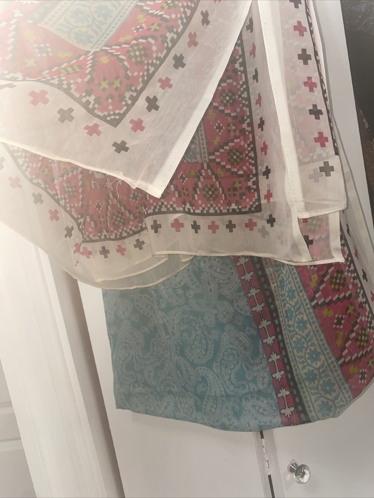 3 piece Embroidered Khaadi suit large full work, cotton lawn chiffon dupatta top