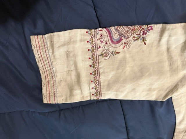 Pale Green Embroidered w burgandy Kurta Dress Boho Indian Tunic Size XL – Lined