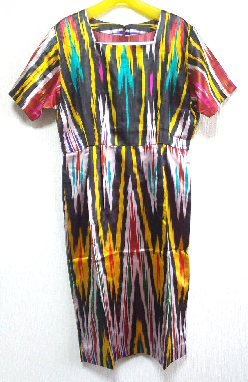 Vintage Uzbek national costume from the 1980s one-piece dress in Multi-Color