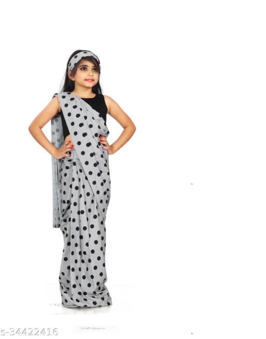 Indian Traditional Cute Kids Girls, Sarees cotton , Plain Blouse – Free shipping