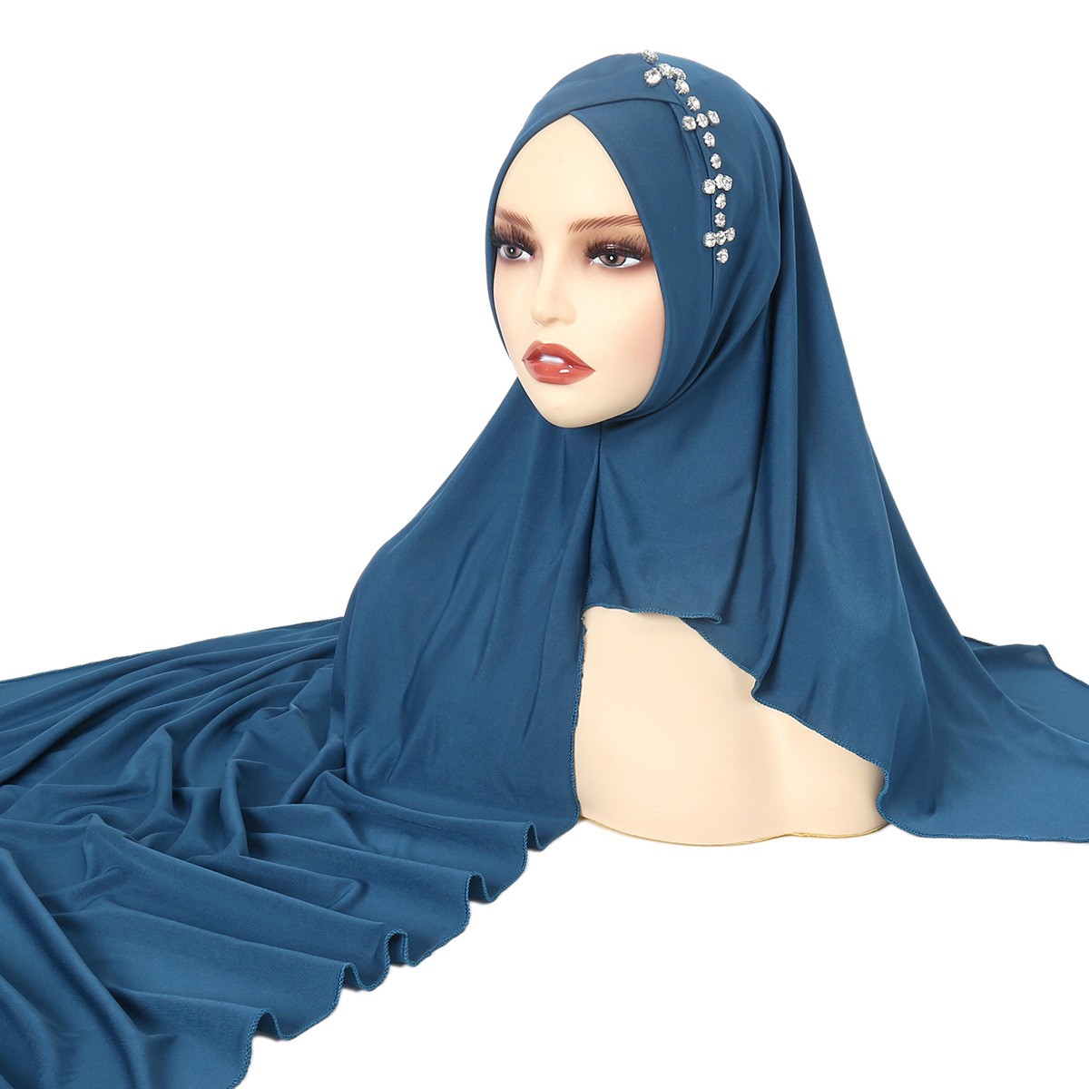 Muslim Women Hijabs Fashion Rhinestones Instant Head Wrap Long Scarf Shayla