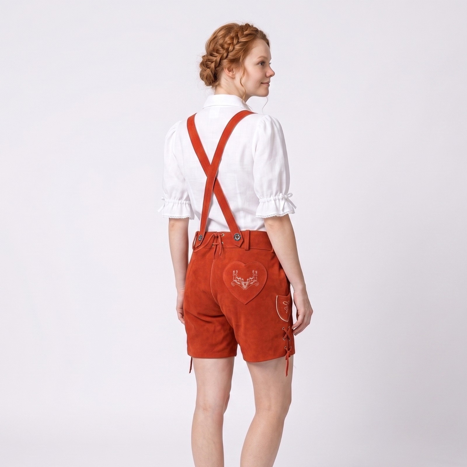 Bavarian Women Lederhosen Red Traditional Ladies Germen Outfit Oktoberfest Dress