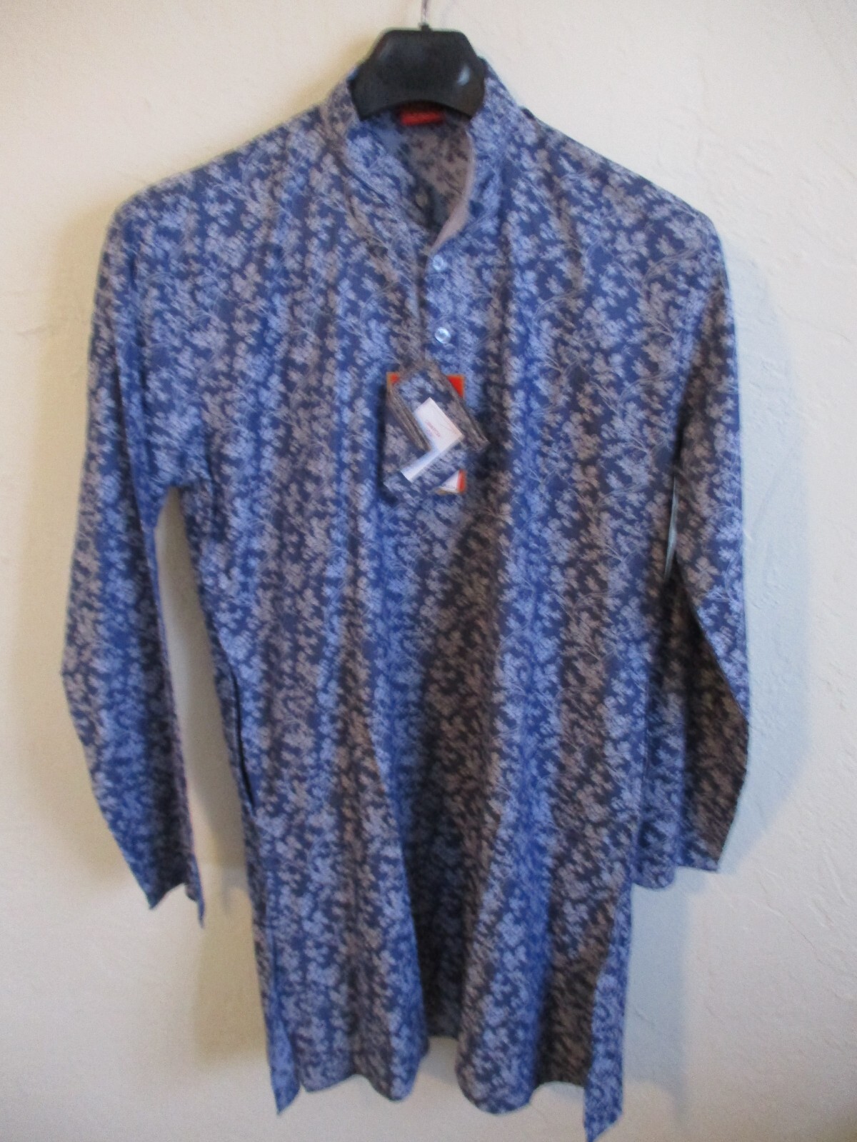 Ethos Mid Length Kurta Size 38 NWT Blue Jaquard 100% Cotton