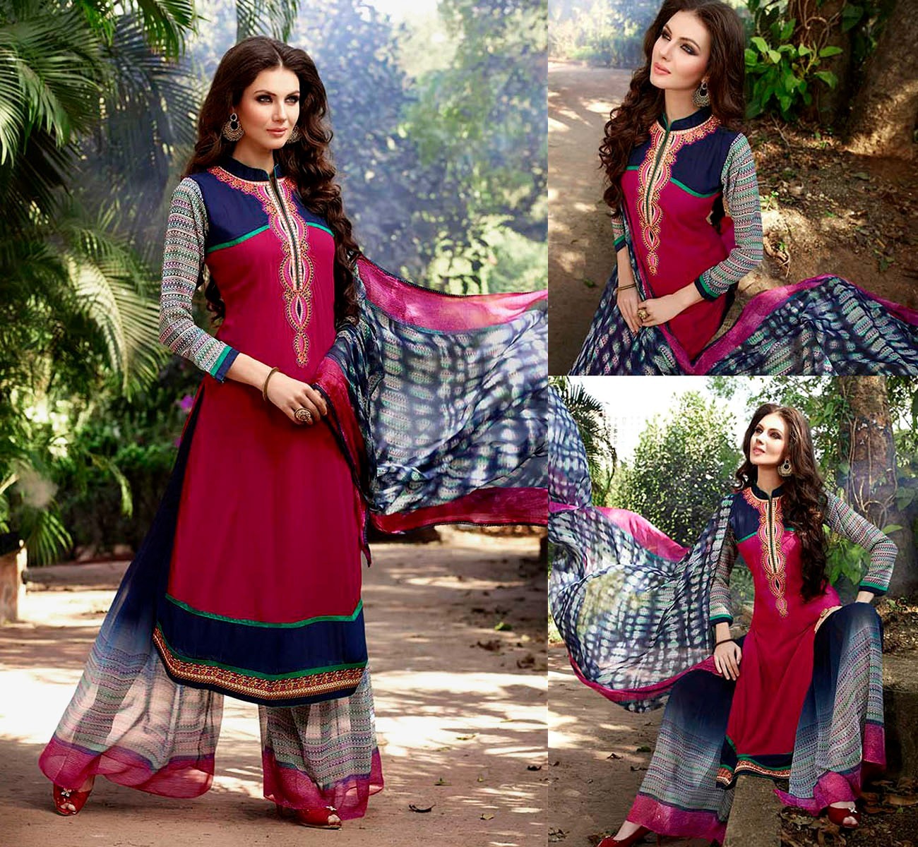 DP PINK PRINTED GEORGET INDIAN PAKISTANI READYMADE LADIES SALWAR KAMEEZ SUIT SNJ