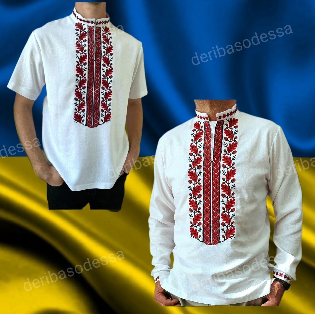 Set of Vyshyvanka Ukrainian traditional embroidered shirt men’s + children’s