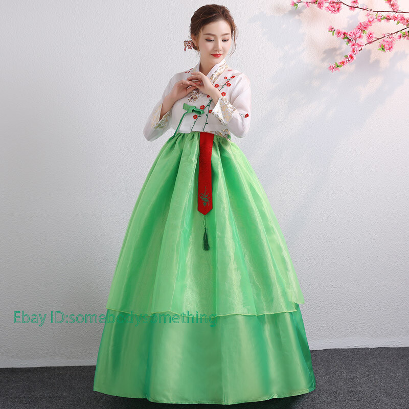 2PCS Womens Hanbok Folk Traditional Costume Korean Princess Dress Vintage