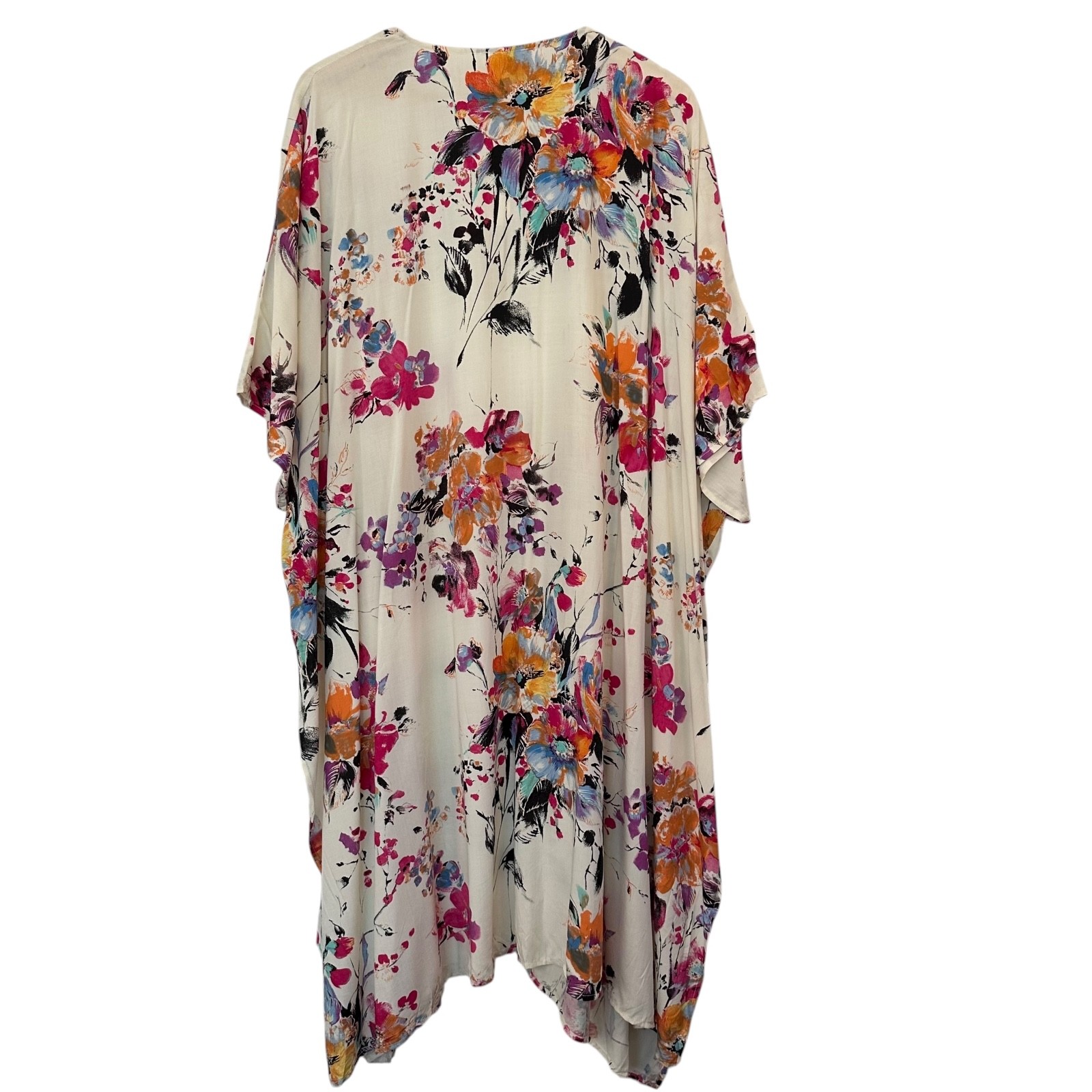 Umgee USA Floral Print Open Front Long Kimono Size L/XL Beach Vacation Boho