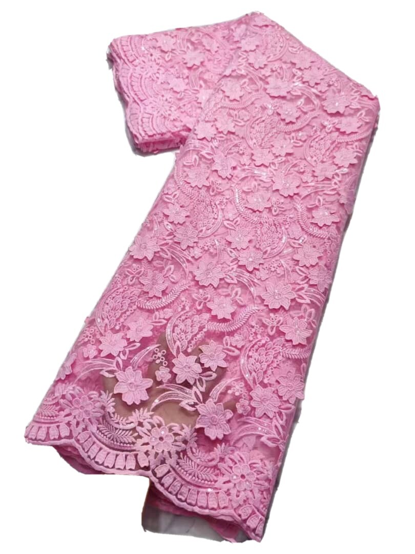 African Lace Fabric High Quality French Tulle Lace Fabric 5 Yards, One Yard Free