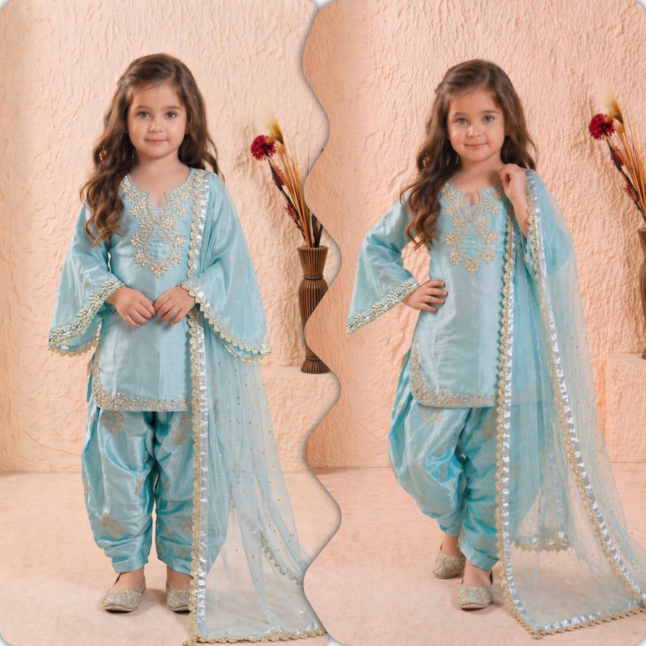 Girls Patiyala Suit Farshi Palazzo Wedding Festival Ethnic Wear Dress