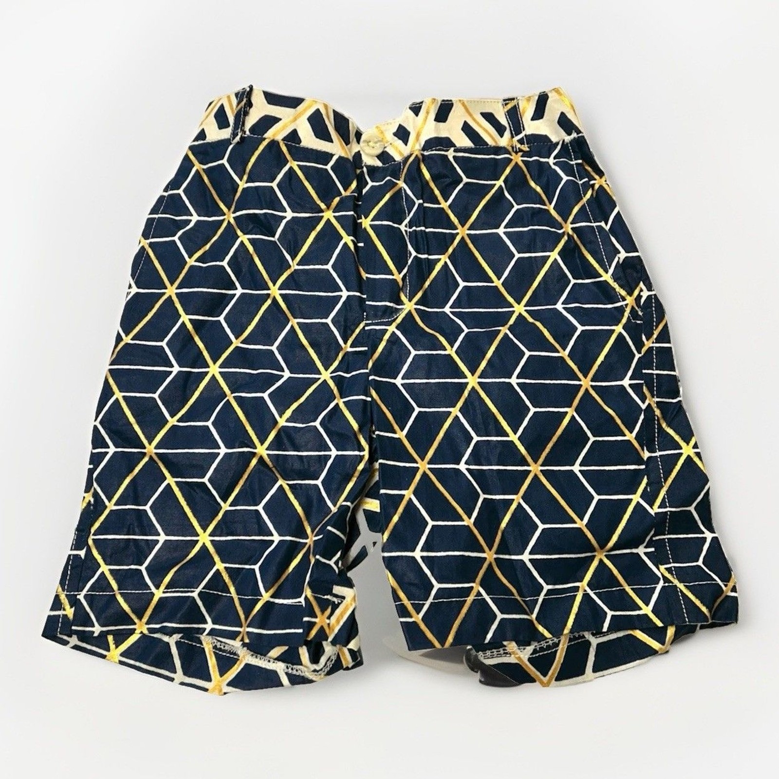 African Wax Fabric Ankara Shorts No Size Check Measurements Blue Yellow