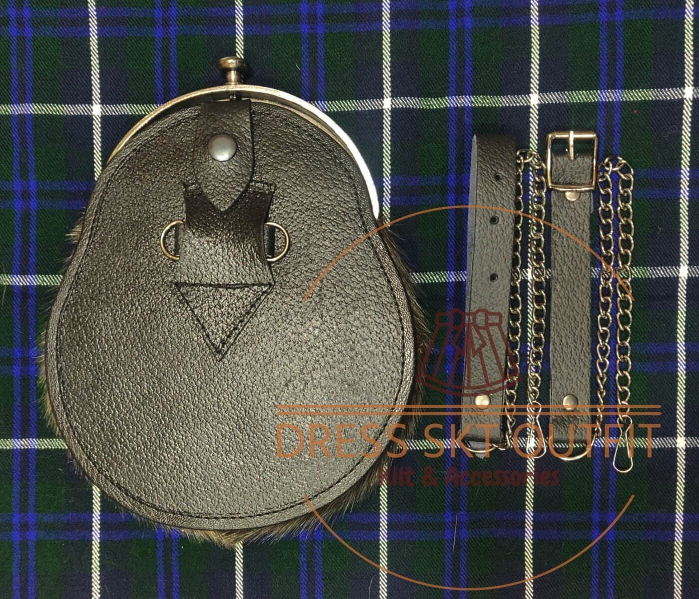 Highlander Cow Head Cantle Sporran – Scottish Full Dress Grey Seal Skin SPORRAN