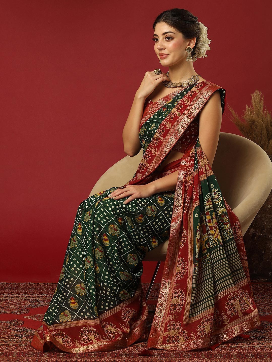 Ethnic Motifs Pure Georgette Patola Saree