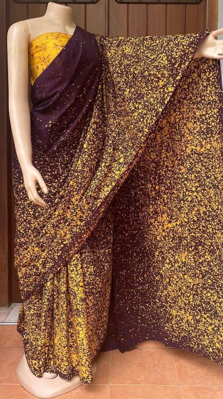 Sri Lankan (Ceylon) Handmade Batik Sarees 100% Pure Cotton Traditional Design