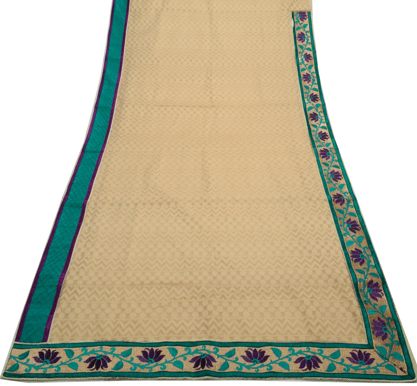 Sushila Vintage Brown Branded Saree Blend Cotton Patch Work Sari Craft Fabric