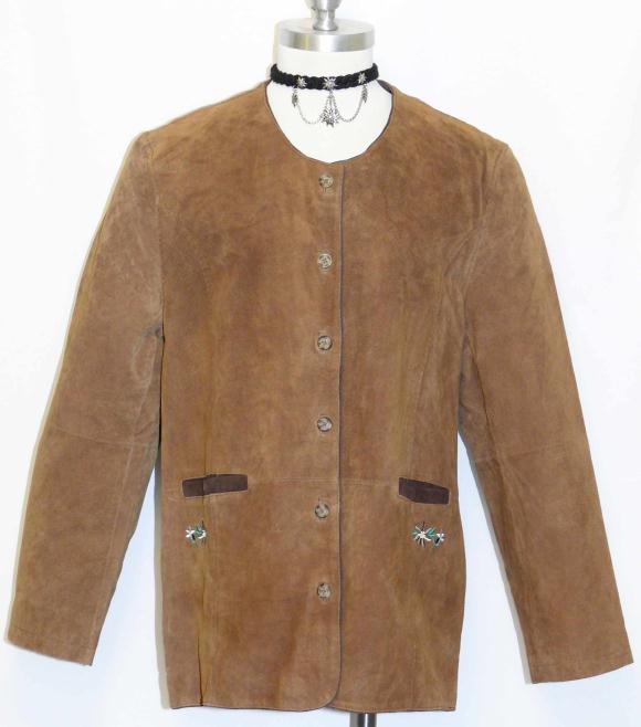 BROWN LEATHER Western Hunting JACKET Sport Over Coat Women German Eu46 B44″ 14 L