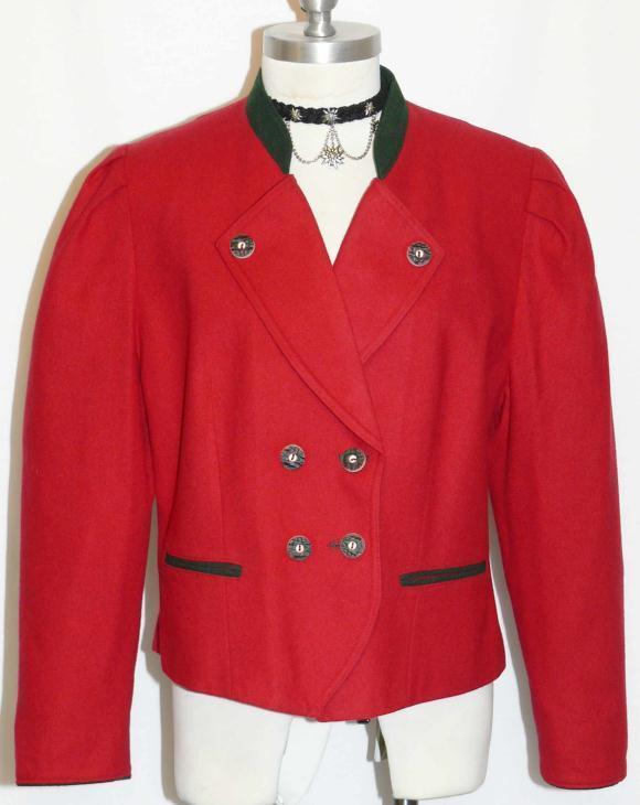 WOOL JACKET Short Winter RED German ELEGANT Women Dirndl Dress Coat B40″ 40 10 M