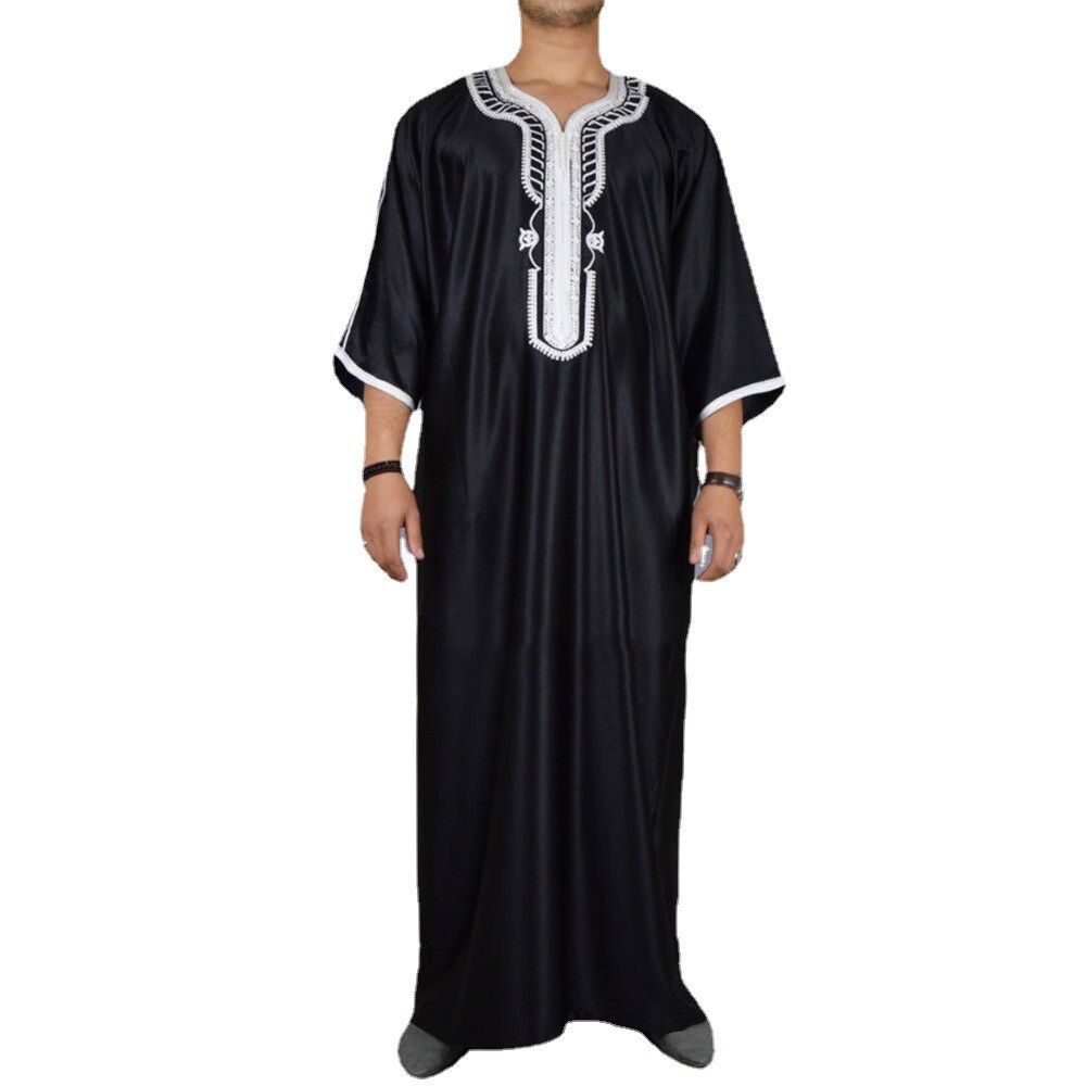 Men Muslim Robe Clothing Ethnic Loose Kaftan Thobe Abaya Arab Dubai Islam Dress