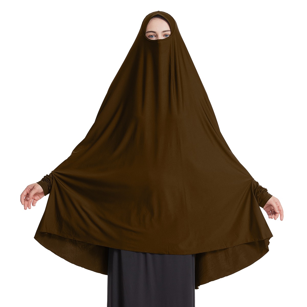Prayer Khimar Solid Color Turban Muslim Women Hijab Headscarf Large Niqab Burka
