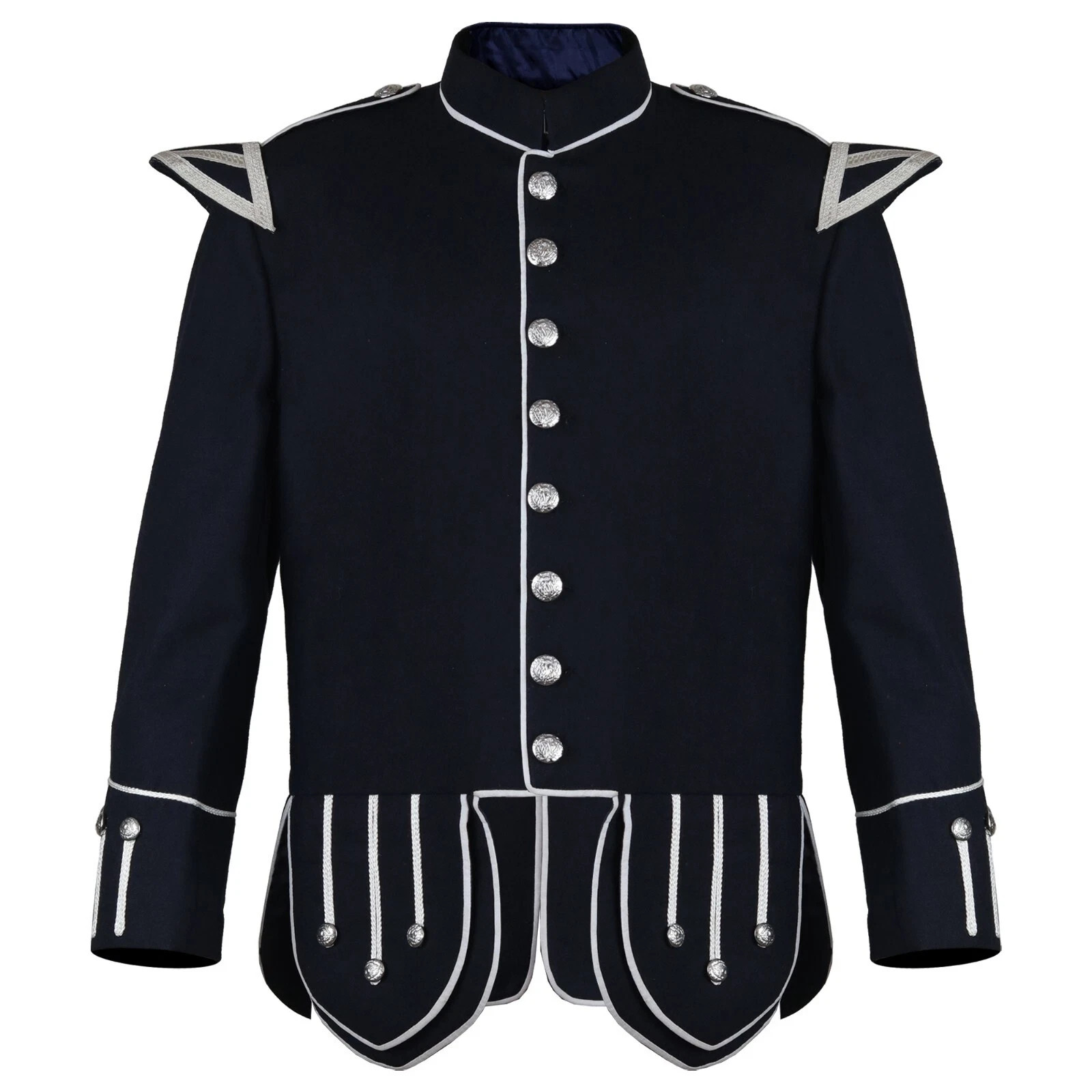Scottish Black Doublet Kilt Jacket – Military Piper Drummer Doublet Jacket