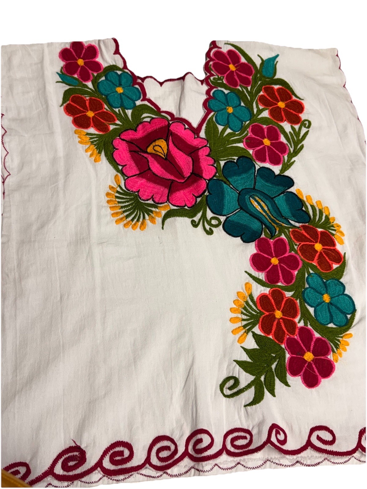 Huipil Embroidered Floral Cotton Blouse Multi-Color Women’s Traditional