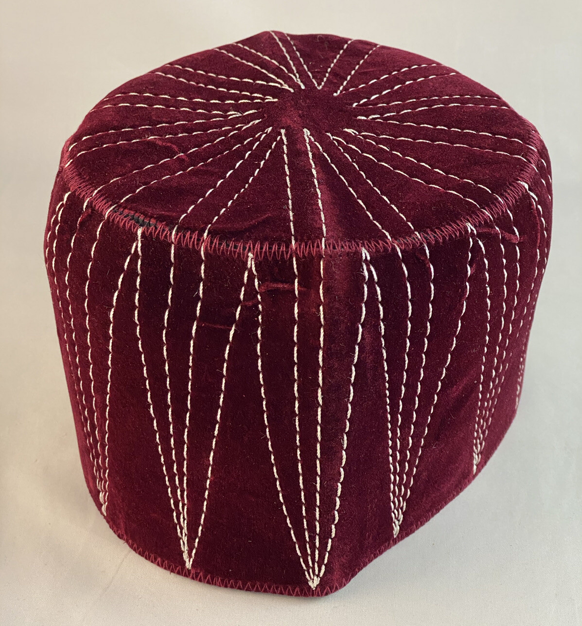Authentic African Contemporary Native Made Felt Embroidery Fila/ Kufi Hat ~ 22”