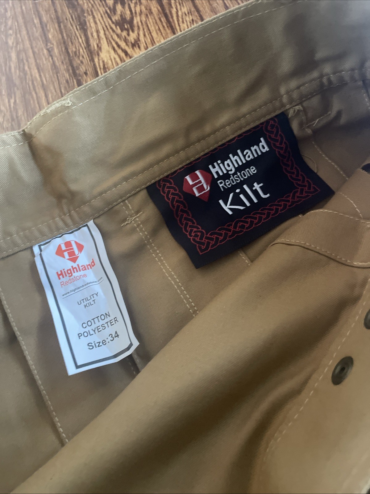 NWT Highland Redstone Men’s Utility Kilt Khaki Cotton, Traditional Style Size 34