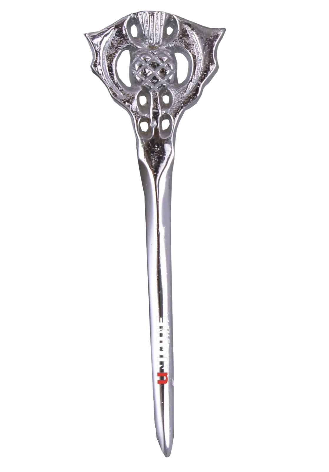 Men’s Scottish Highland Bagpipe Design Kilt Pin Chrome Finish 4” Long