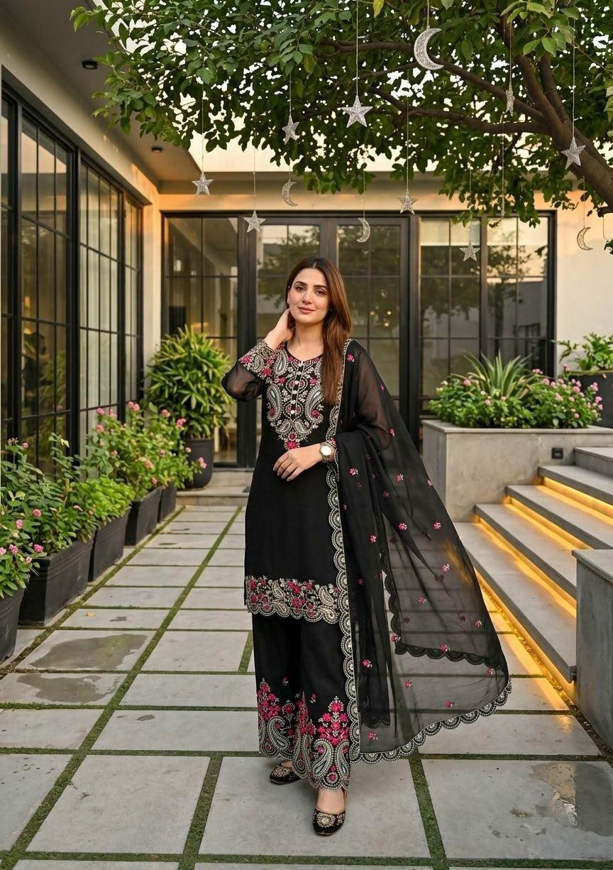 SHARARA PLAZOO SUIT PARTY WEAR PAKISTANI WEDDING SALWAR KAMEEZ PALAZOO SUIT
