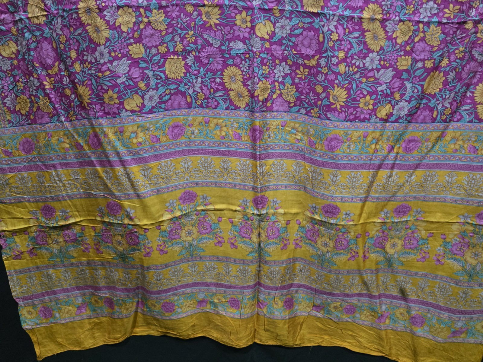 Vintage Silk Saree, 100% Pure Silk Fabric, 5 Yards Ethnic Indian Printed Sari