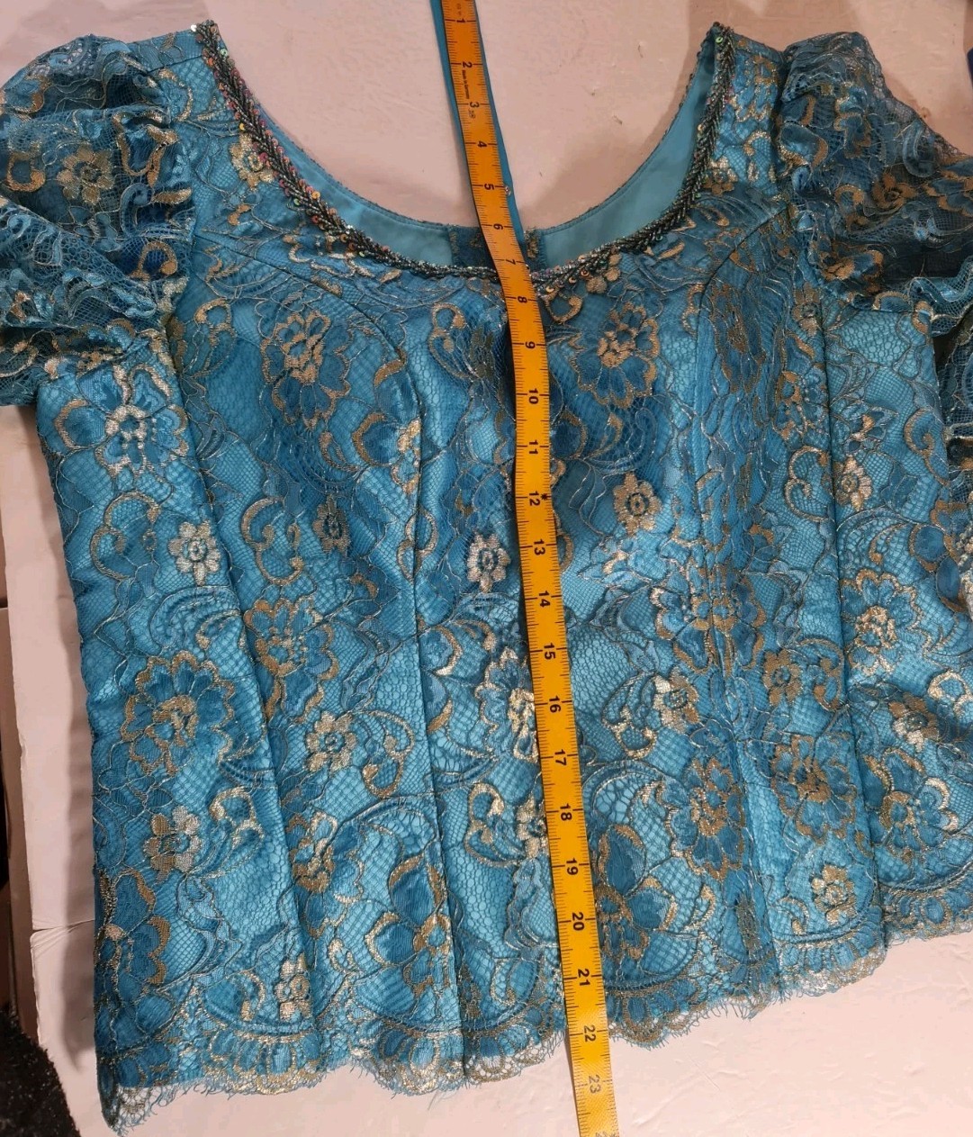 Khmer Cambodia Traditional Skirt Set Size M Blue Lace Khmer Skirt