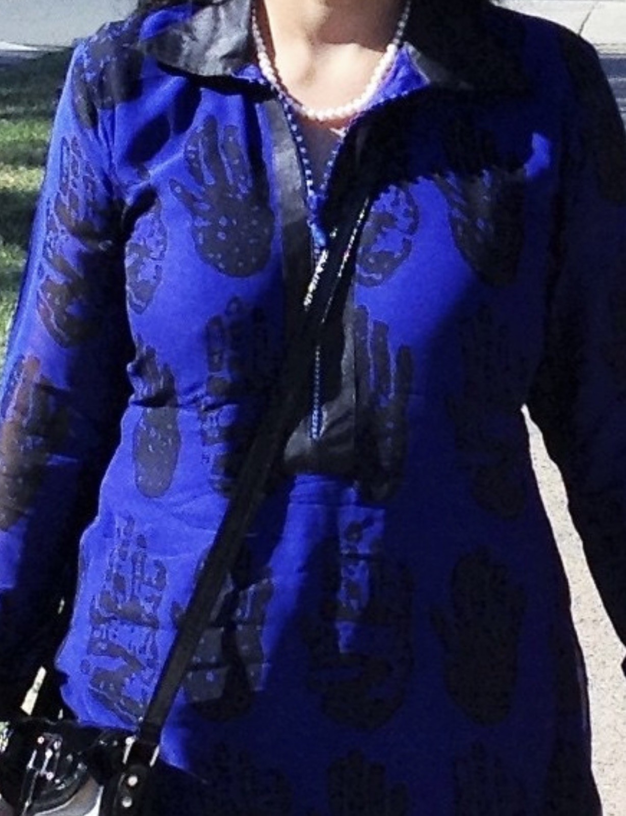 Bold Blue & Black Zip Up Kurti. Great for Casual Outings Size M ( Bust:34)