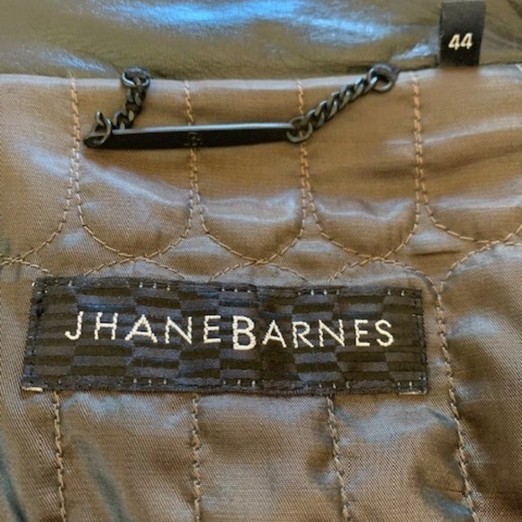 Jhane Barnes Mens Black Japanese Drum Dyed Leather Jacket Quilted Lining Size 44