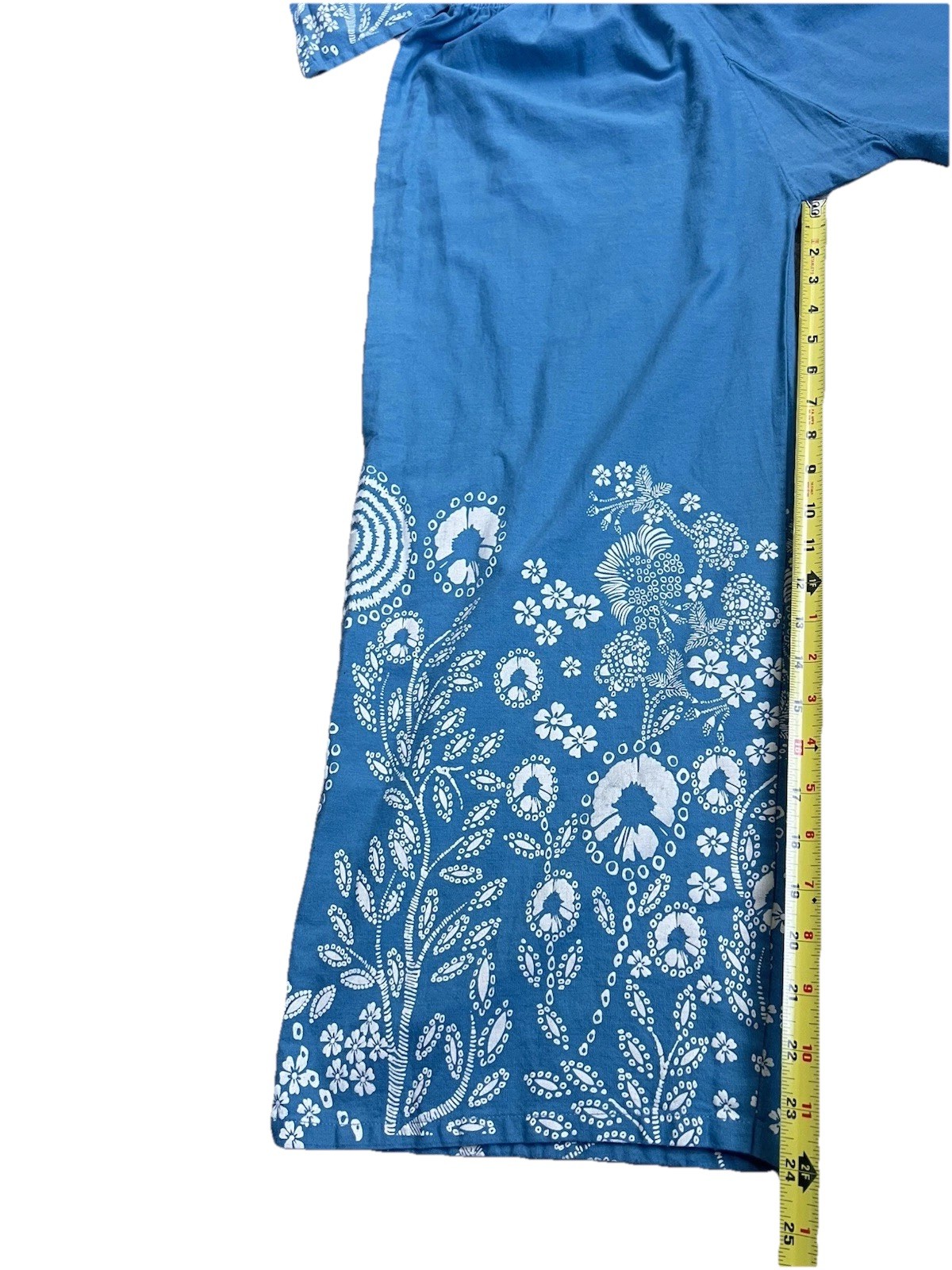Indian Turquoise Floral Kurta Set XXL Linen-Feel Tunic & Pants Boho Ethnic Wear