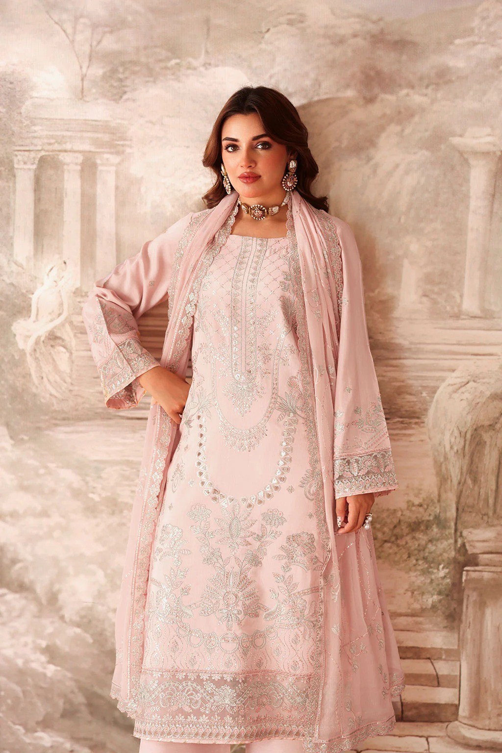 Pakistani Rawsilk Embroidered Shalwar Kameez | Stitched big sizes Available