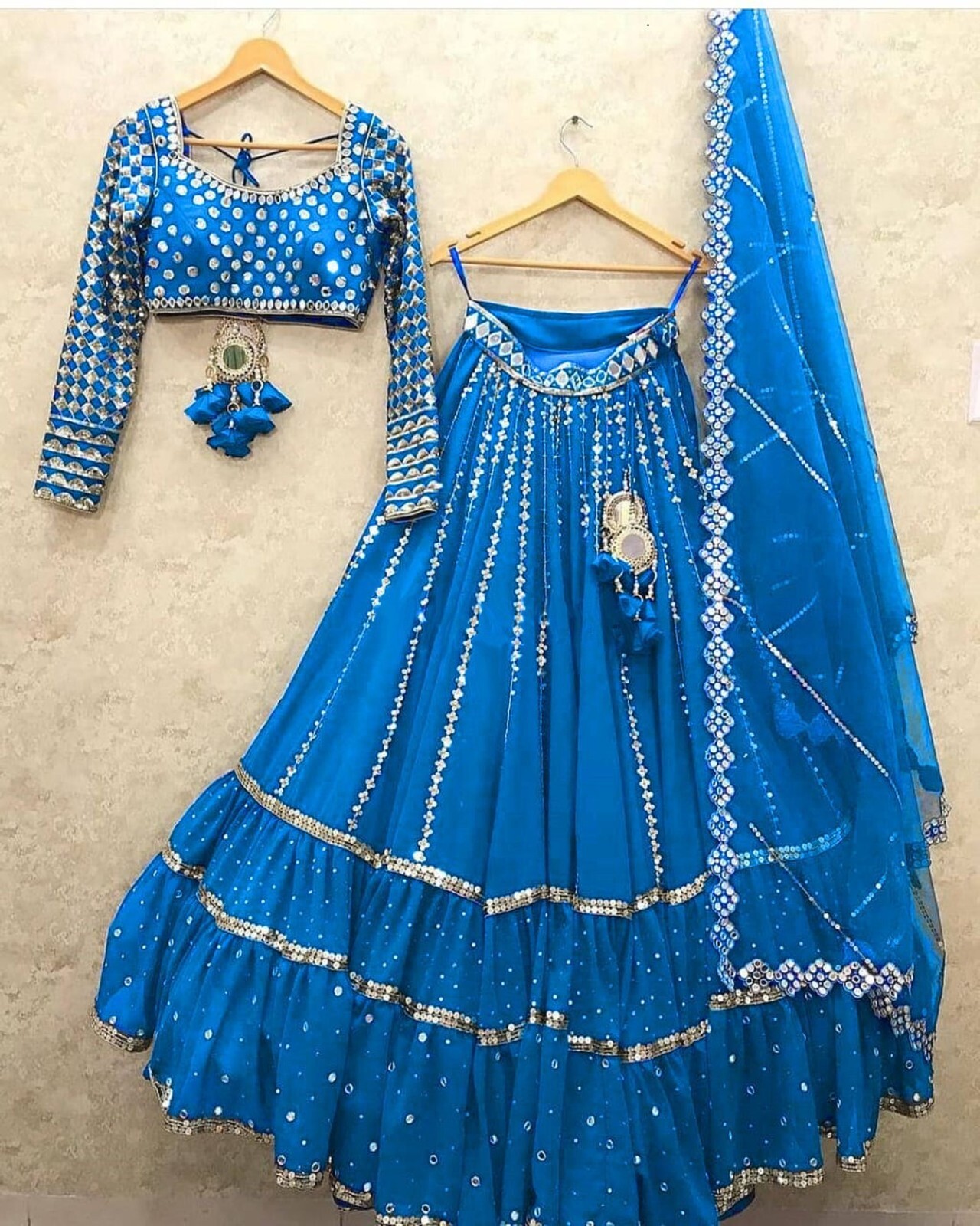 Designer Ruffle Georgette lehenga choli with sequin embroidery work