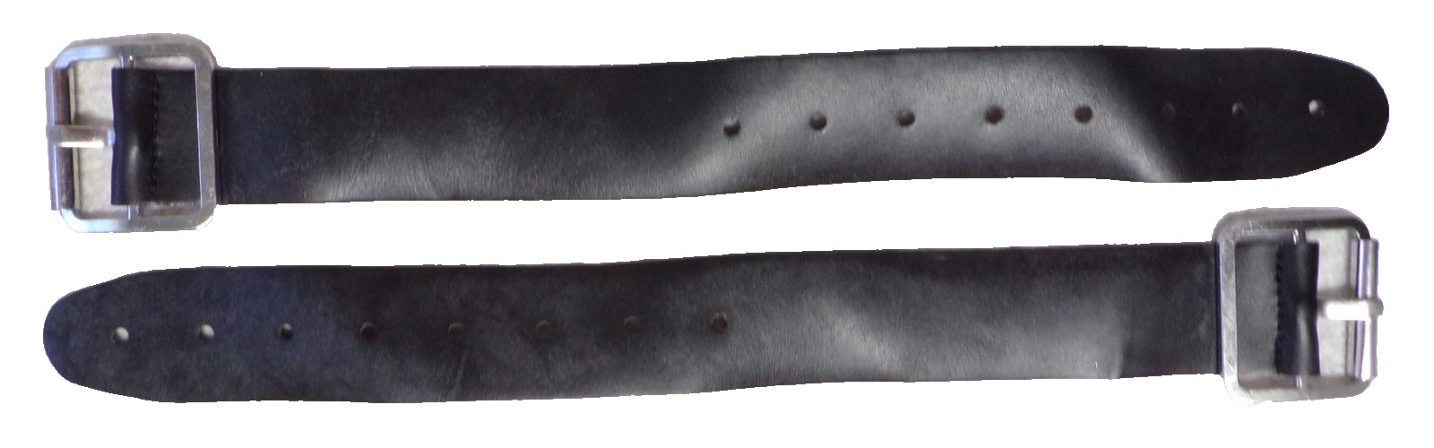 2 BLACK LEATHER KILT 14″ STRAP EXTENDERS WITH METAL CHROME PLATED BELT BUCKLES
