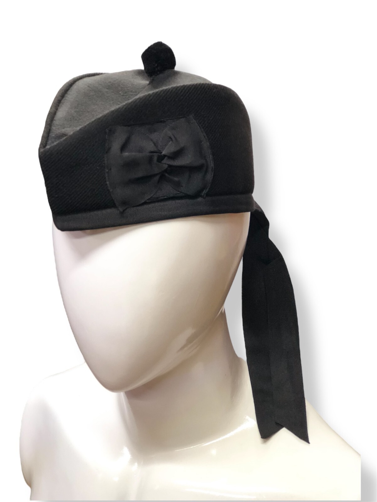 Scottish Glengarry Plain Black Piper Bonnet Hat Highlander Military Kilt Cap