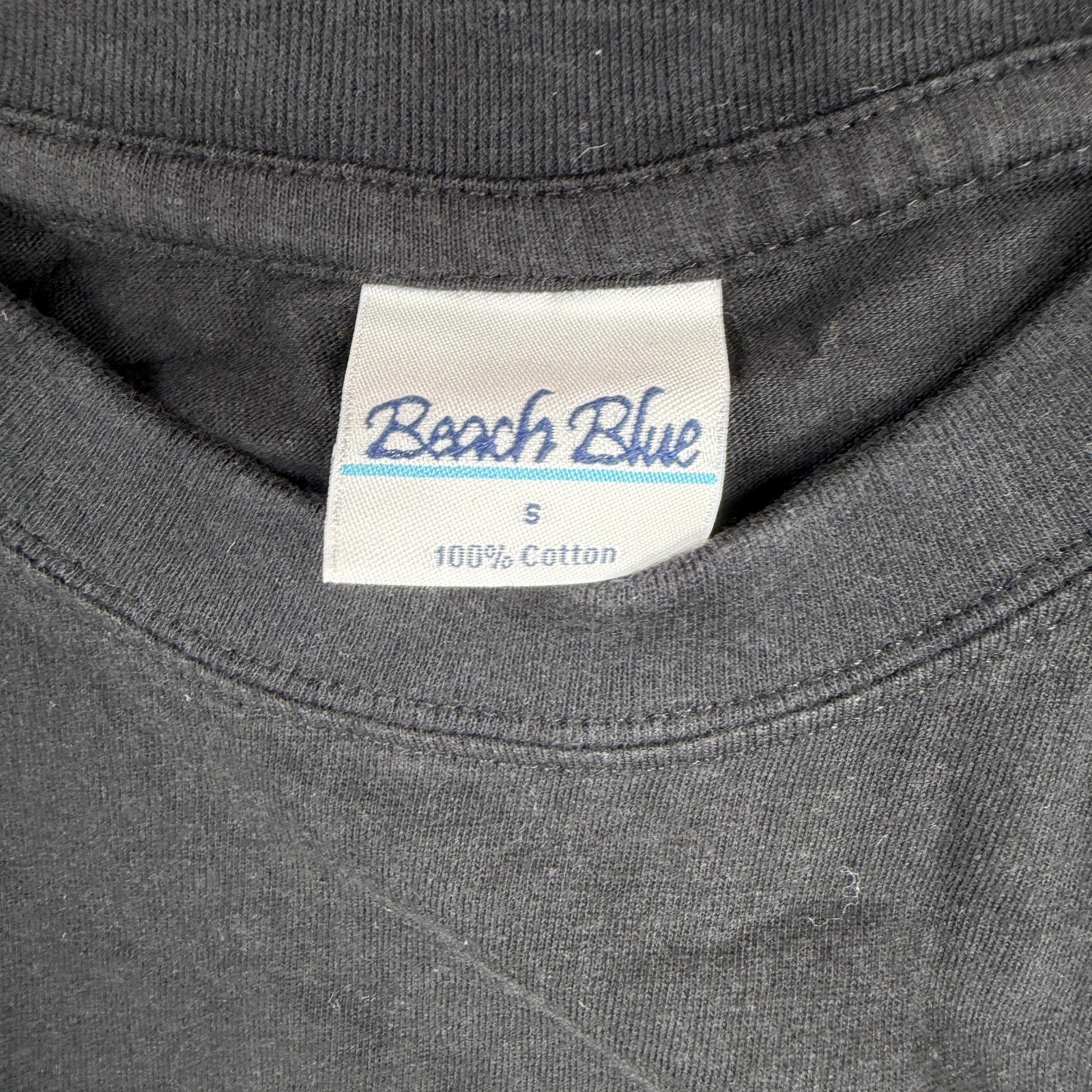 Beach Blue Aruba Embroidered Palm Trees T-Shirt Black Size S 100% Cotton Travel