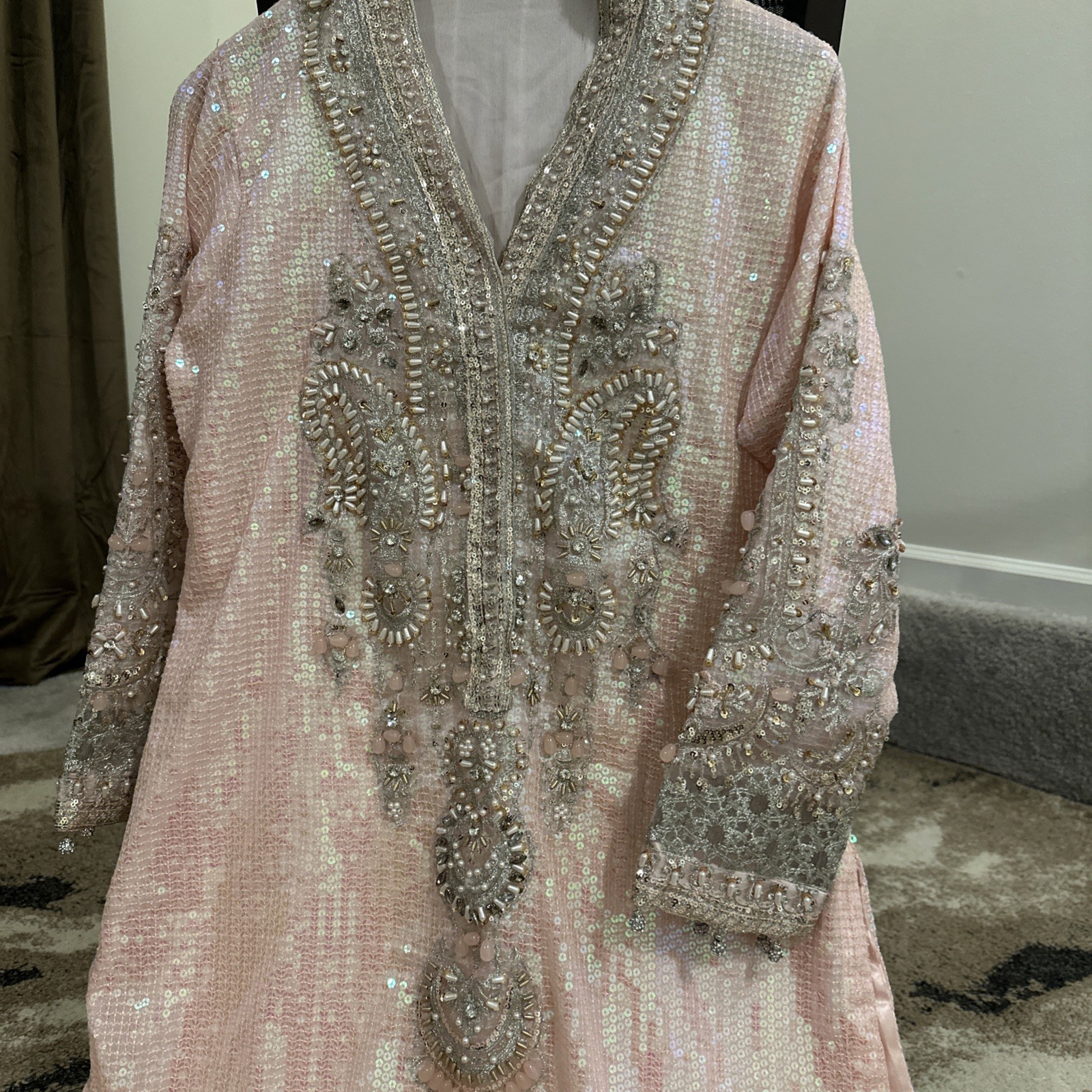 Pakistani Chiffon Embroidered Dress Bust 42 with Chiffon Duppatta for Women New