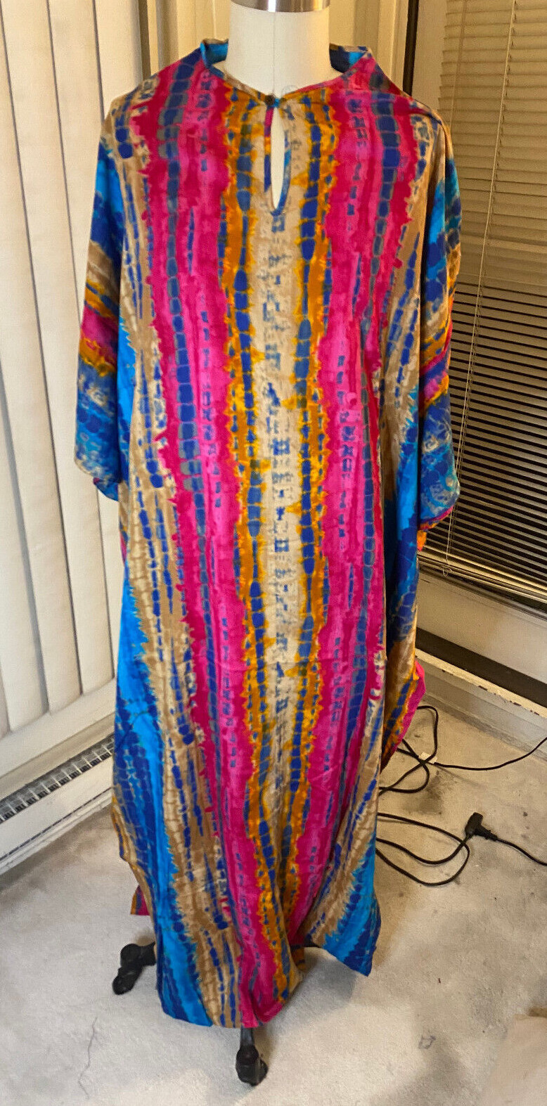 Kaftan Tie Dyed Boho Mumu Caftan Cotton Women Men Unisex Kurta Pink Hippie Blue