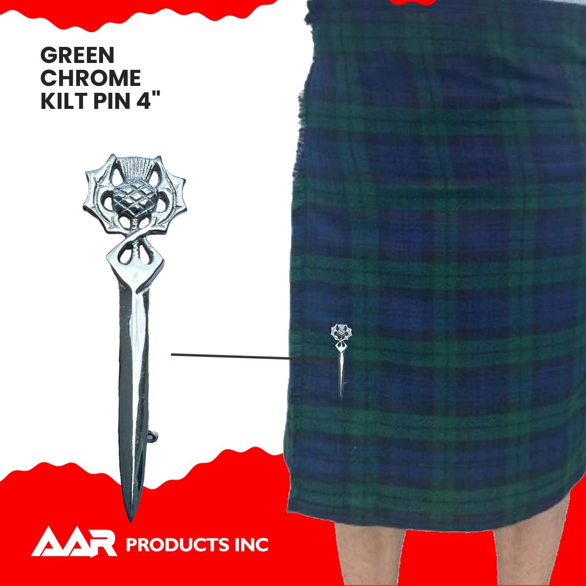 Scottish Kilt Pins Thistle Design Highland Kilt Pin Chrome Finish Brass New AAR