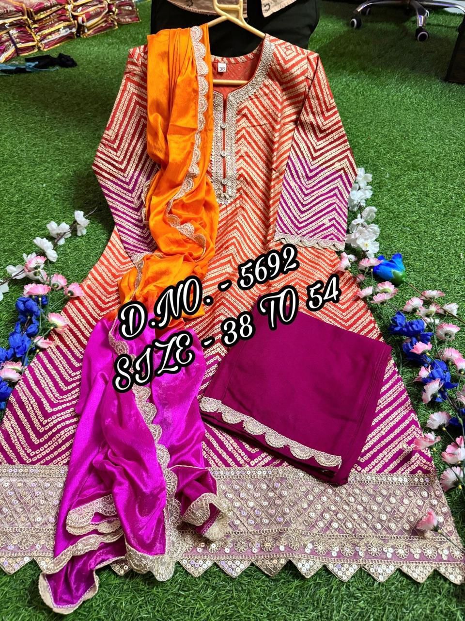 Indian Festival Wear Women Kurta Palazzo Dupatta Set Salwar Kameez Plus Size 7XL