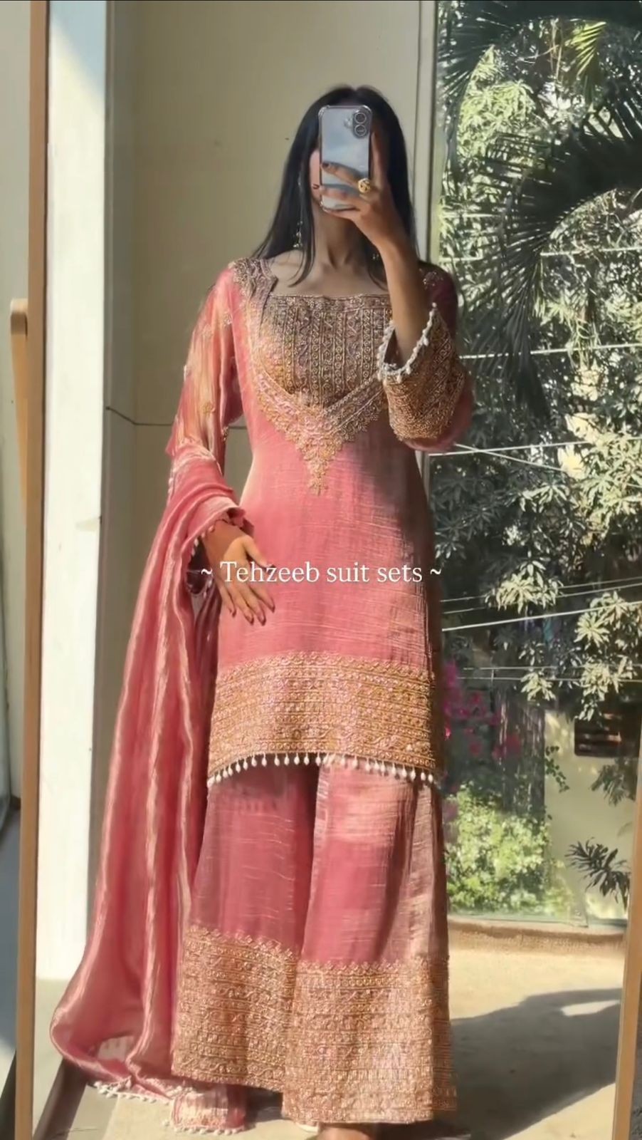Beautiful Fandy Silk Top Sharara Suit Indian Wedding Party Wear Salwar Kameez
