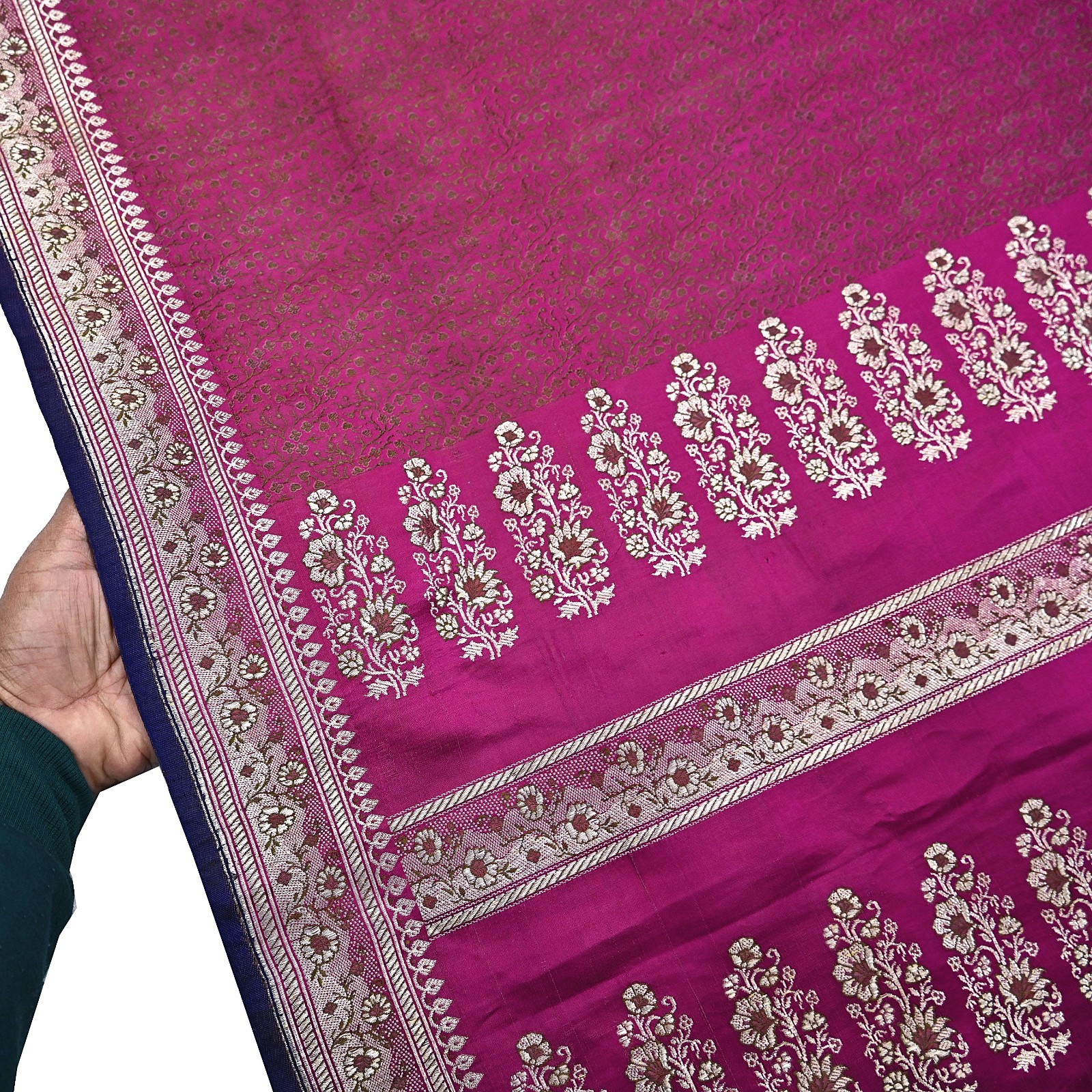 Indian Vintage Sari Pink Heavy Pure Satin Silk Woven Banarasi Tanchoi Saree 5yd