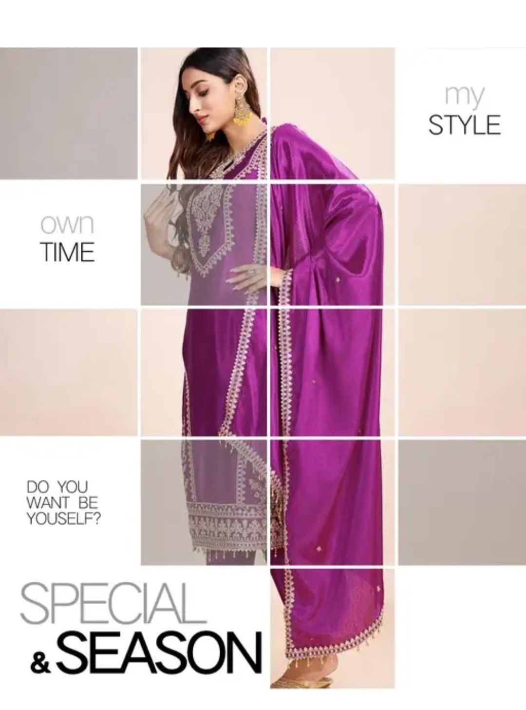 Women Heavy Embroidered Chinon Slik Kurti With Pant Designer Dupatta. Size Xs To
