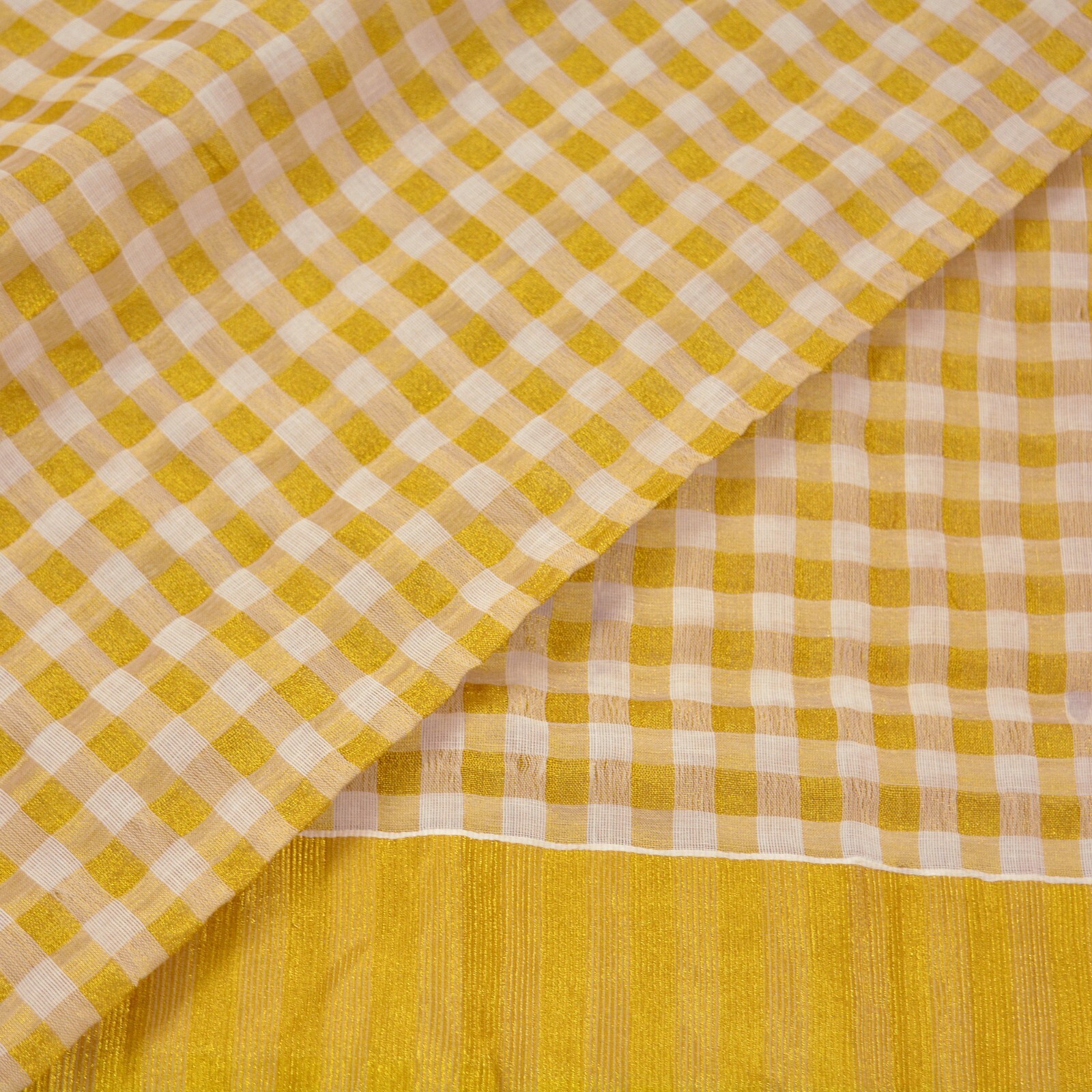 Indian Vintage Heavy Sari Off-White Woven South Sarees Pure Cotton Zari 5Yd