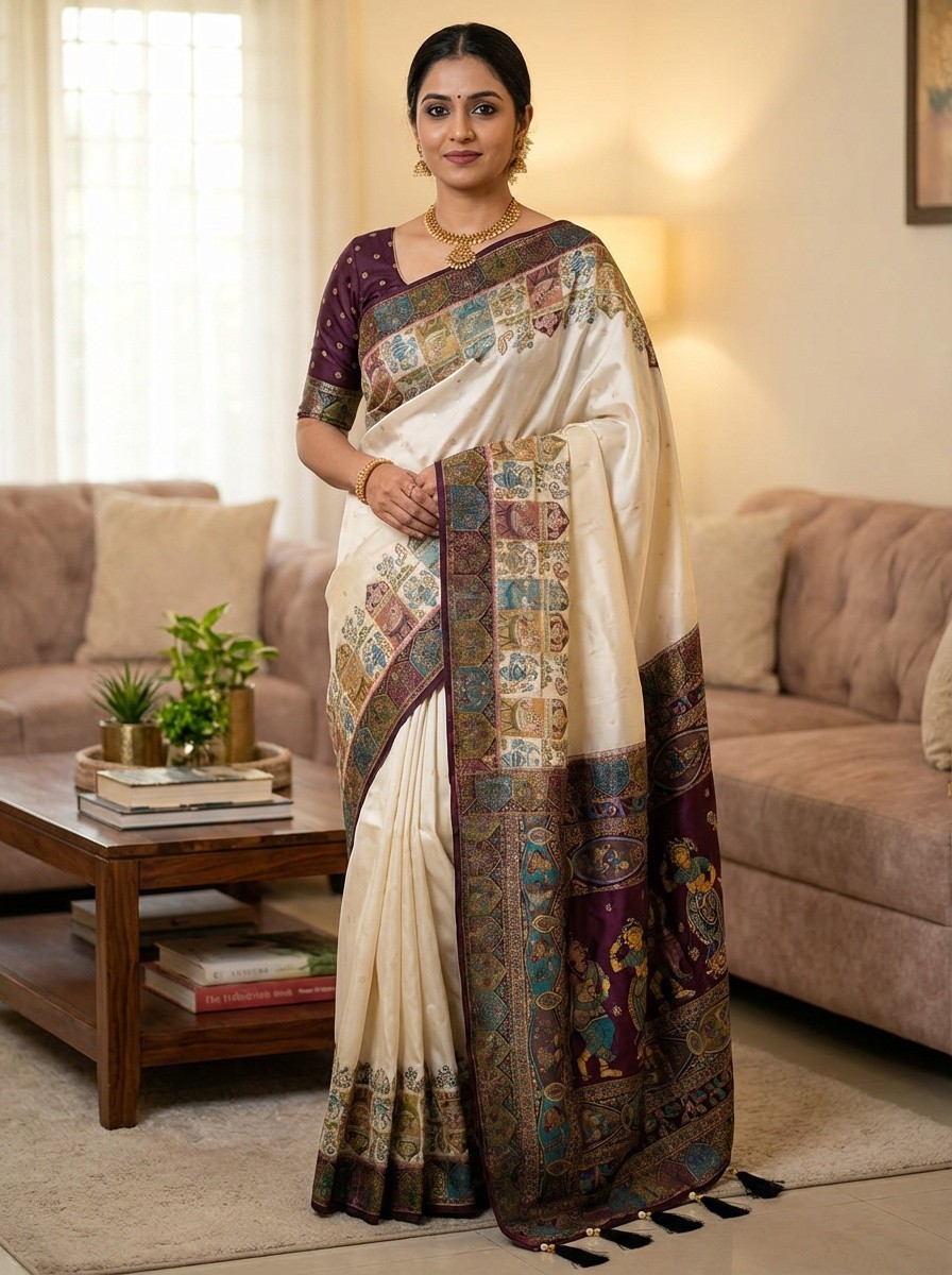 Karni Silk Saree with Elegant Digital Print