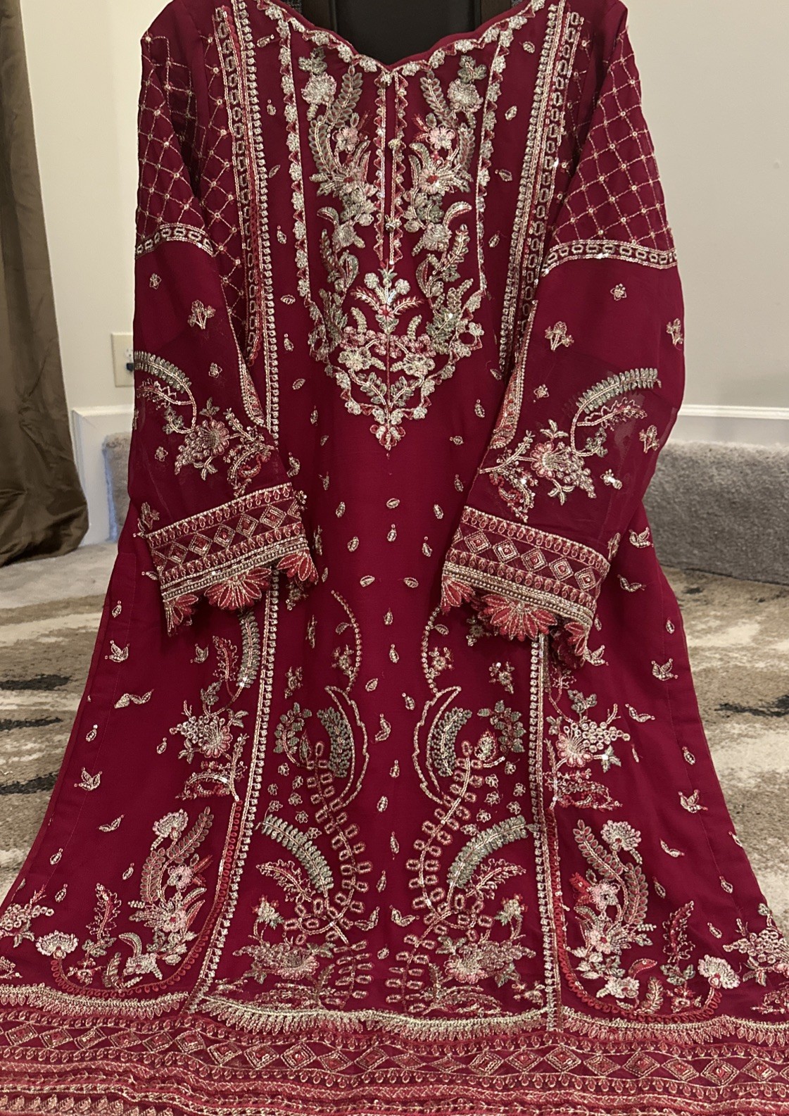 Pakistani Chiffon Embroidered Shoulder Lined Bust 43/44