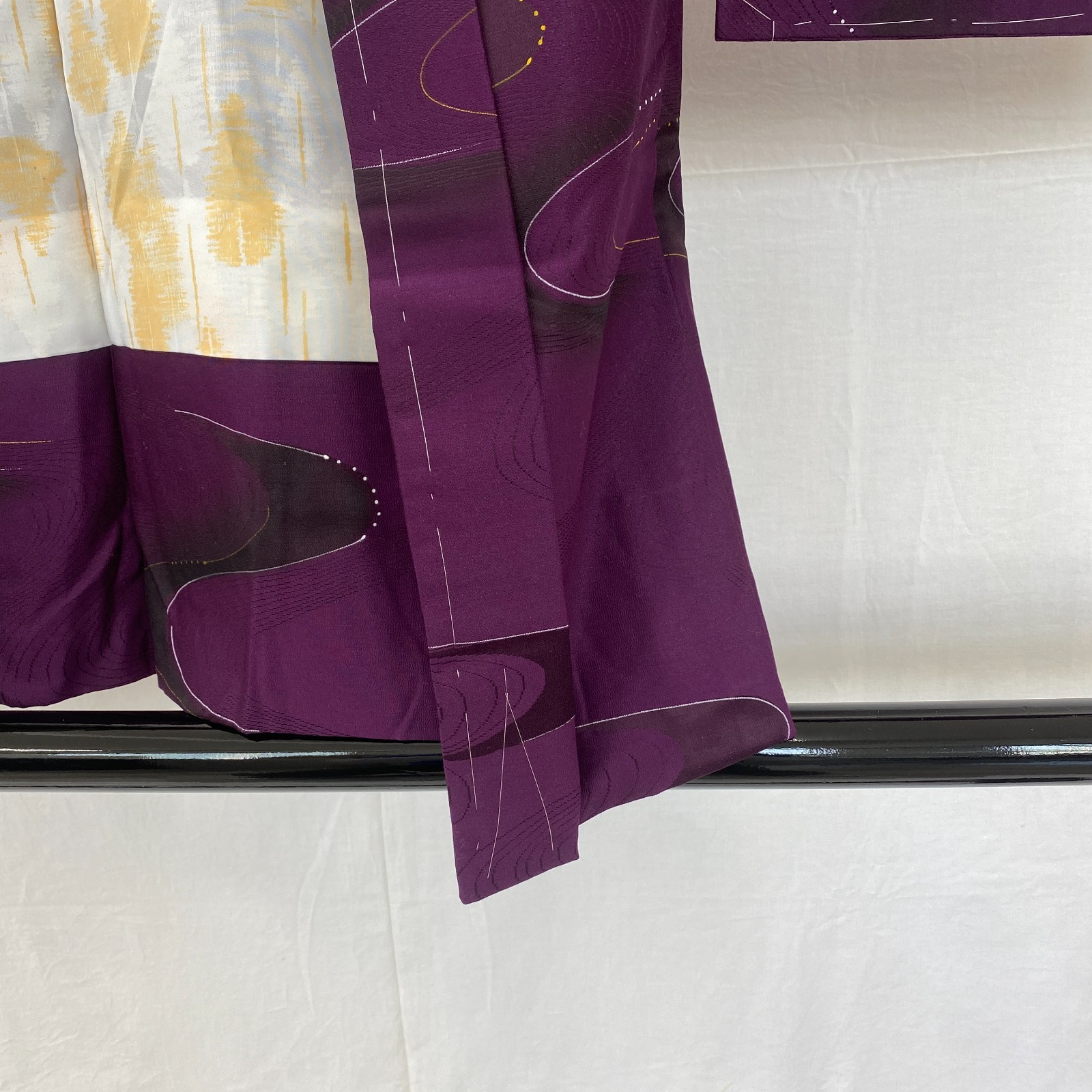 Japanese Vintage Kimono Haori Jacket Polyester Purple Traditional Authentic 30in